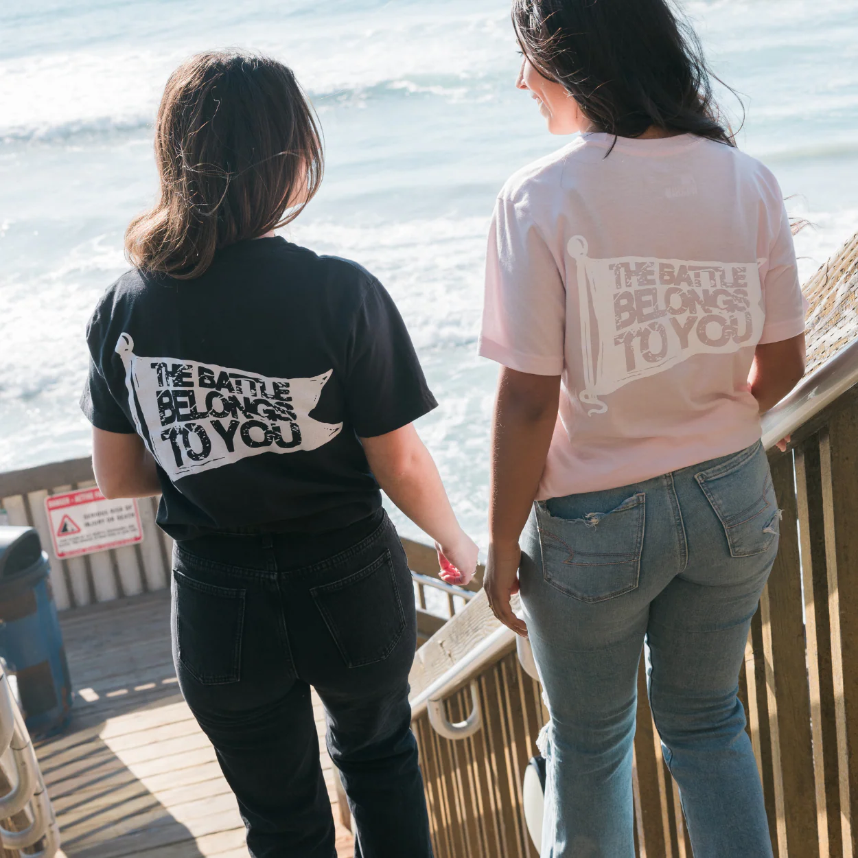 Battle Belongs Flag Tee - Pink - Image 3